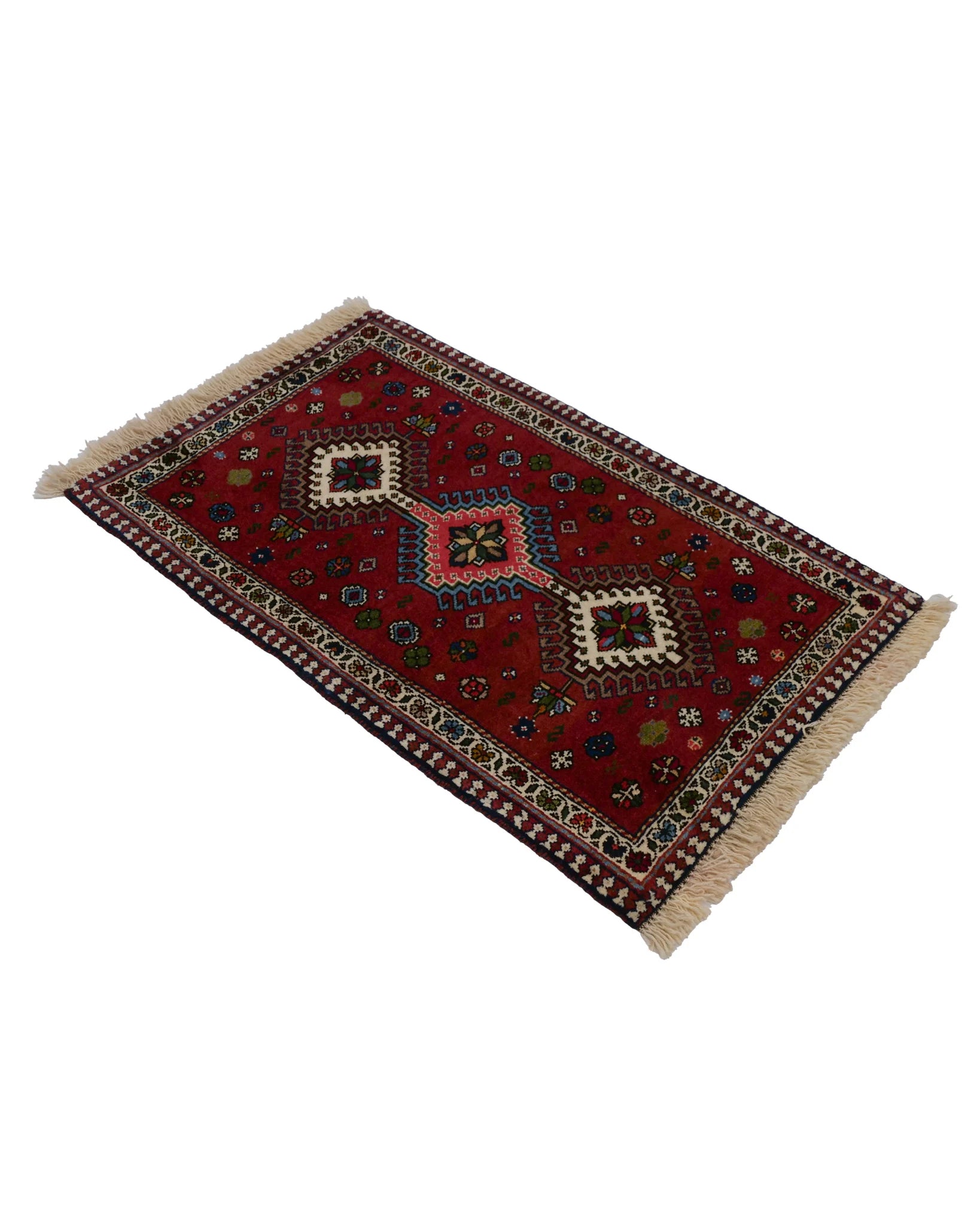 ペルシャ絨毯 ヤラメ ウール 60×92cm 赤 玄関マット 手織り｜SATHI RUGS