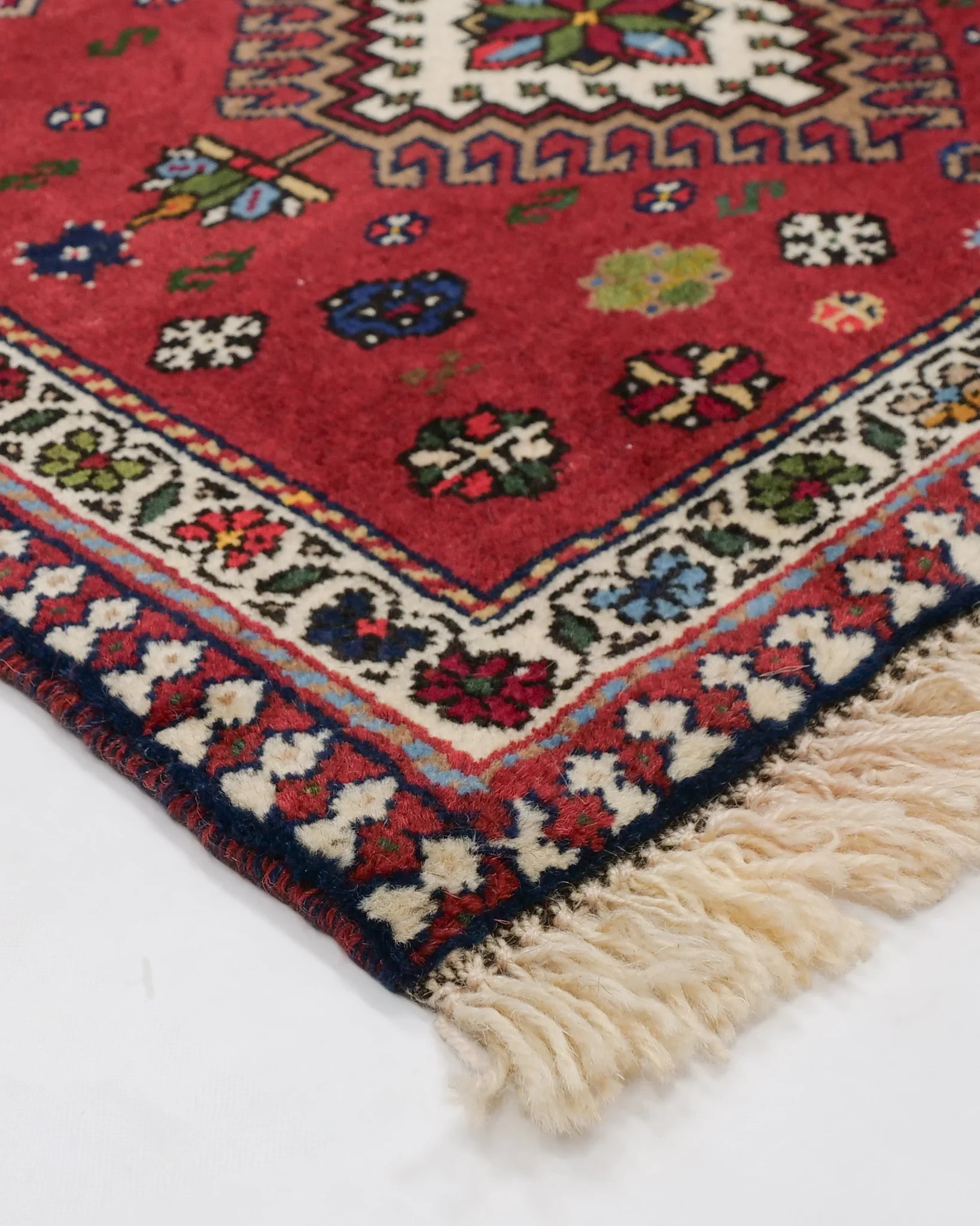 ペルシャ絨毯 ヤラメ ウール 60×92cm 赤 玄関マット 手織り｜SATHI RUGS