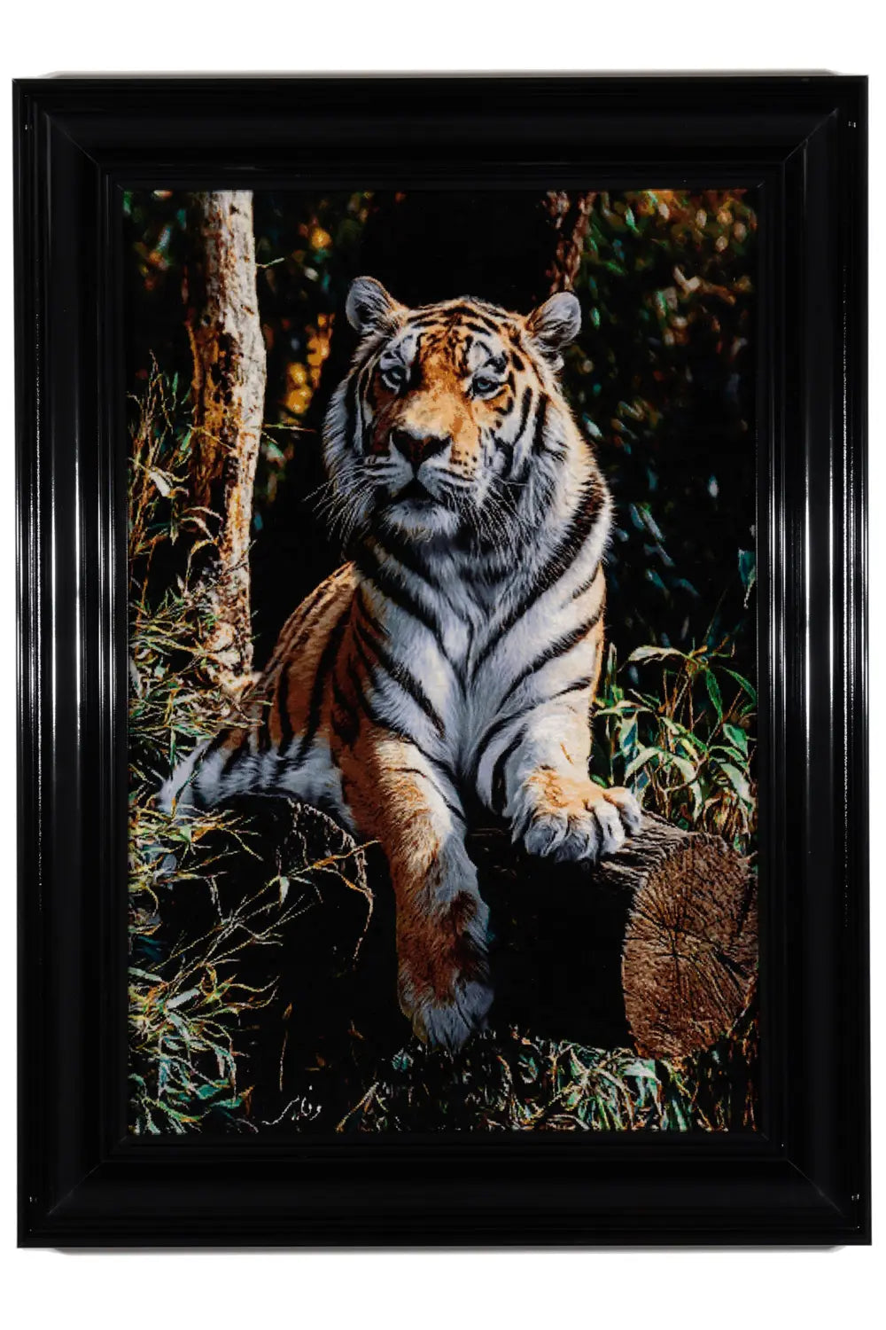 手織り ペルシャ絨毯 タブリーズ産 タペストリー ペルシャ絨毯 タブリーズ産 ウール 70×100cm 絵画 虎 壁掛け