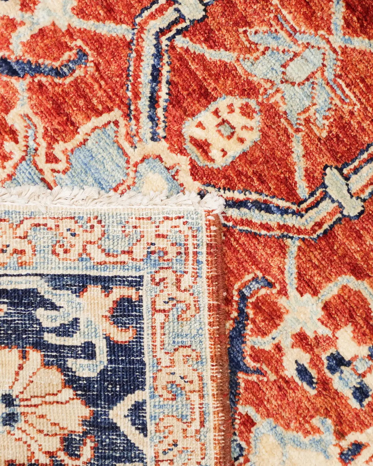 アフガニスタン産手織りラグ 花柄デザイン