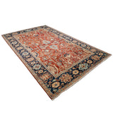 アフガニスタン産ウール手織り絨毯 赤基調 花文様 大判