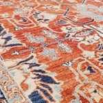 アフガニスタン絨毯 手織りウール 赤と青のクラシックデザイン