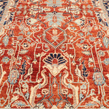 赤地に花紋様のアフガニスタン手織り絨毯