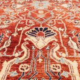 アフガニスタン産絨毯 青い外枠 赤フィールド