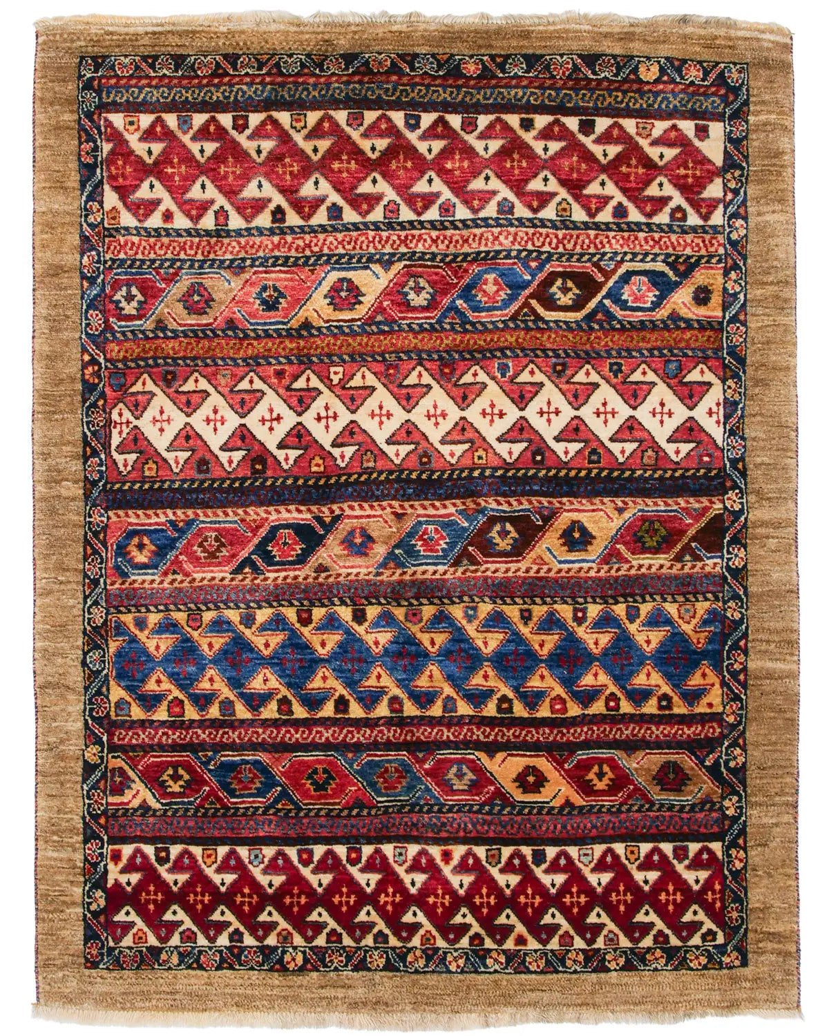 シーラーズ産ペルシャ絨毯 ギャッベ ウール手織りラグ