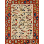 トルコ産ウール手織りキリム 朱色フレーム