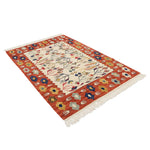 手織りキリム 草花モチーフ ナチュラルフィールド