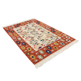 手織りキリム 草花モチーフ ナチュラルフィールド