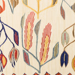 トルコ製キリム 花柄の朱色ボーダーラグ