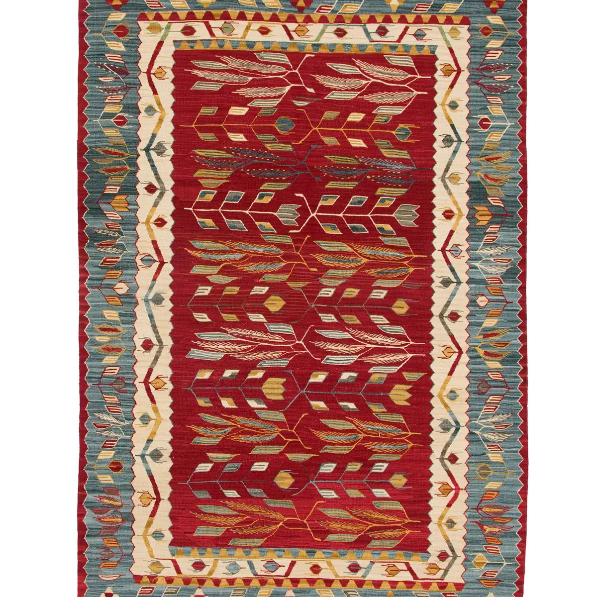 トルコ産ウール手織りキリム ブルーグラデーションフレーム