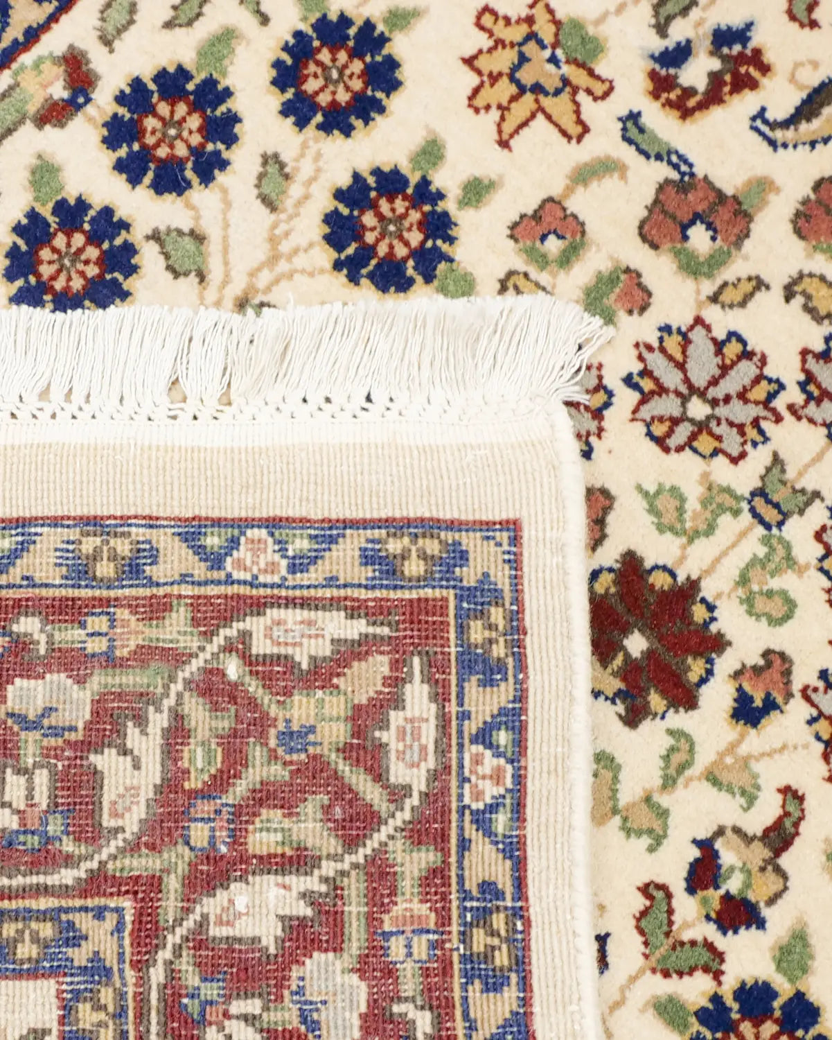 トルコ絨毯 ヘレケ産 約80×154cm アイボリー 草花文様 ウール 手織り トルコ絨毯 ヘレケ産 約80×154cm アイボリー 草花文様 ウール 手織り