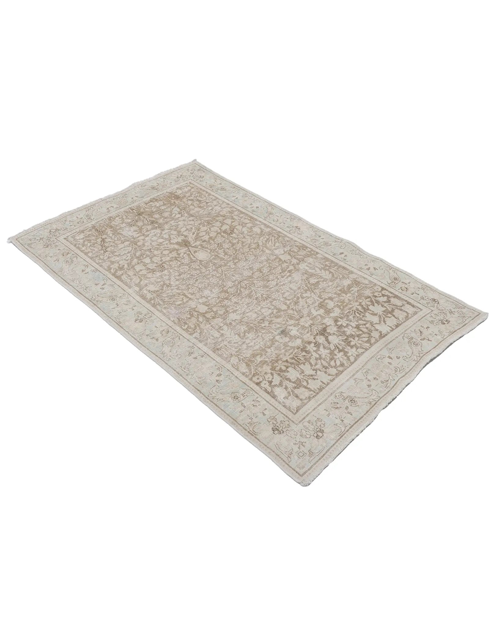 トルコ絨毯 ゼロパイル 約84cm x 134cm 淡いベージュ