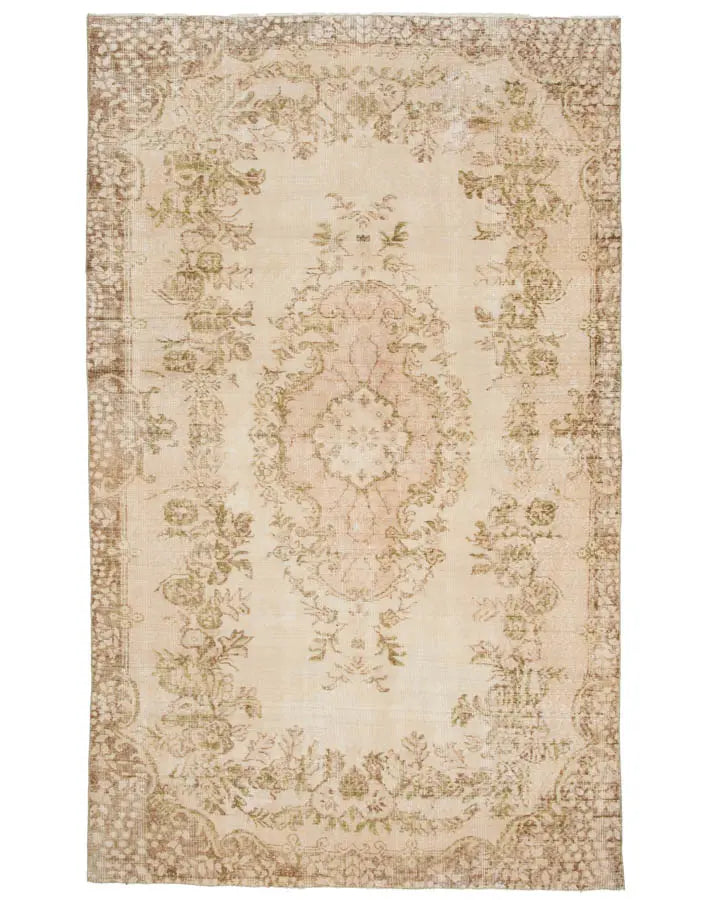 ゼロパイルラグ トルコ絨毯 ヴィンテージ 168x271cm ピンク 手織り
