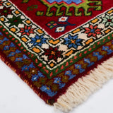 ペルシャ絨毯 ヤラメ ウール 赤 座布団 コーナーアップ