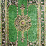 ペルシャ絨毯 クム産 マスミ工房 シルク 約125cm x 198cm 緑 グリーン