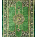 ペルシャ絨毯 クム産 マスミ工房 シルク 約125cm x 198cm 緑 グリーン