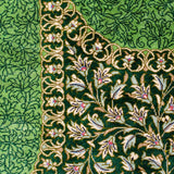 ペルシャ絨毯 クム産 マスミ工房 シルク 約125cm x 198cm 緑 グリーン