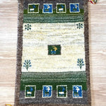 ペルシャ絨毯 ギャッベ 50x82cm 玄関マット 手織りラグ