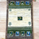 ペルシャ絨毯 ギャッベ 50x82cm 玄関マット 手織りラグ