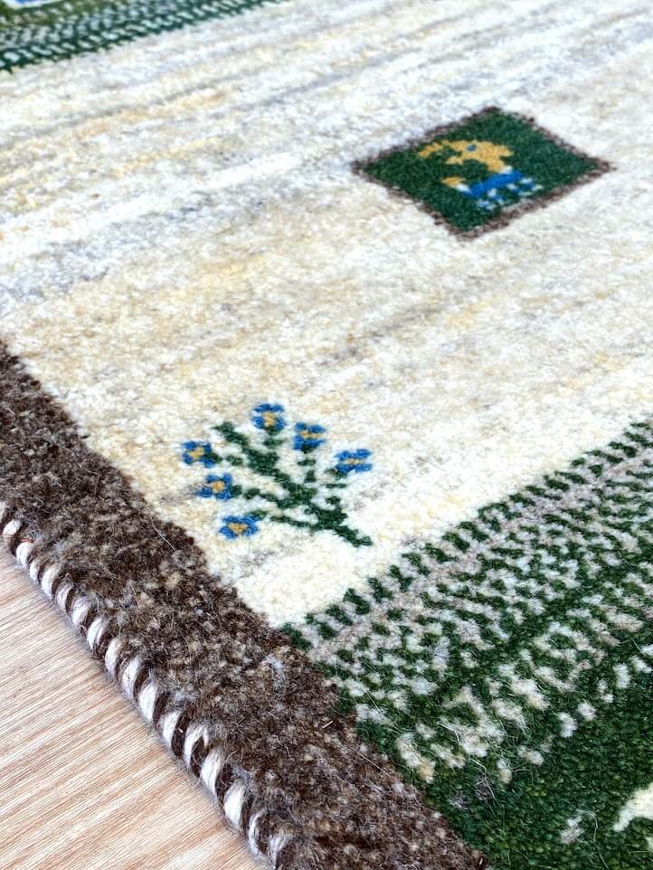 ペルシャ絨毯 ギャッベ 50x82cm 玄関マット 手織りラグ