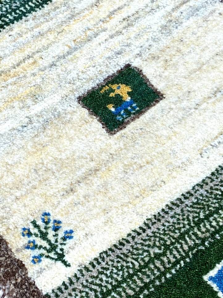 ペルシャ絨毯 ギャッベ 50x82cm 玄関マット 手織りラグ