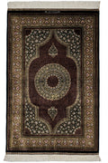 ペルシャ絨毯 クム産 ゴルレイズ工房 シルク 約80×123cm
