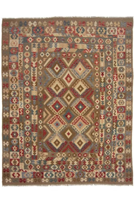 色と幾何学模様が特徴のアフガニスタン産手織りキリ