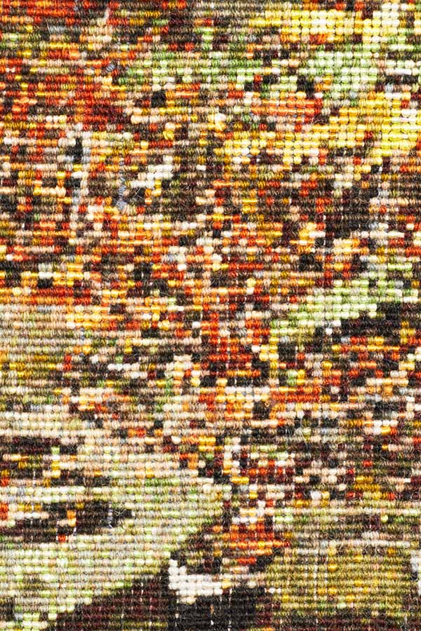 イラン・タブリーズの手織りペルシャ絨毯、ピクチャーラグ。木々と小川のデザイン、シルクとコルクウール使用
