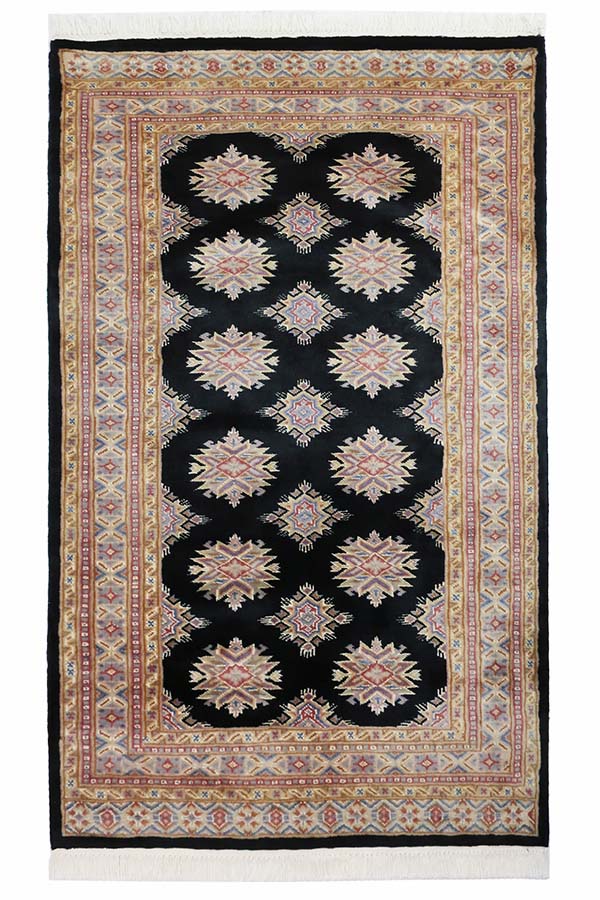 パキスタン絨毯　ウール＆シルク　約95cm x 150cm