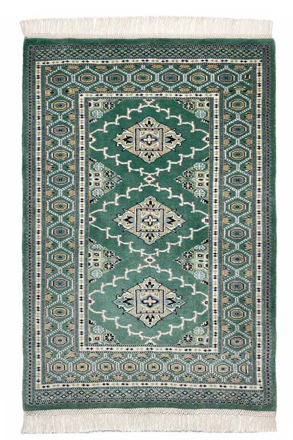 パキスタン絨毯　ファインクオリティ　約63cm x 96cm