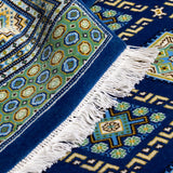 幾何学模様の青色パキスタン絨毯