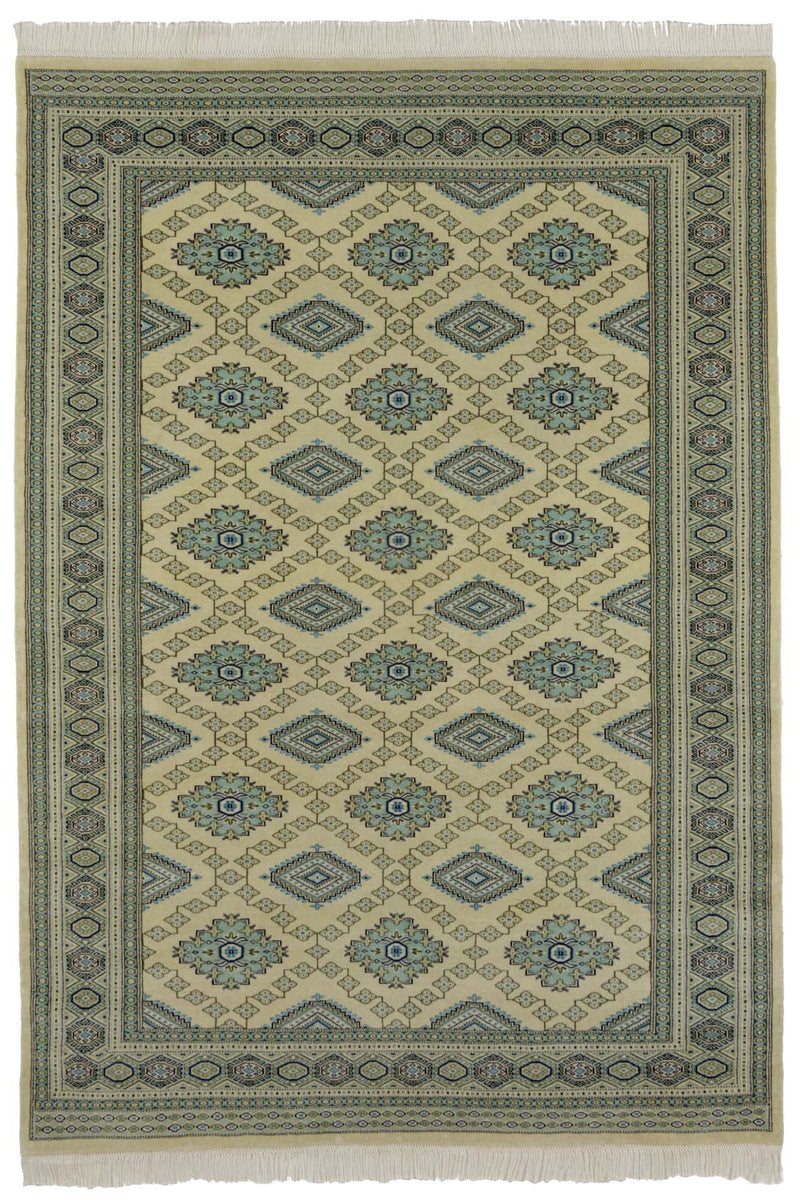 パキスタンラホールの手織り絨毯。ニュージーランドウール、緻密な織り、美しい模様