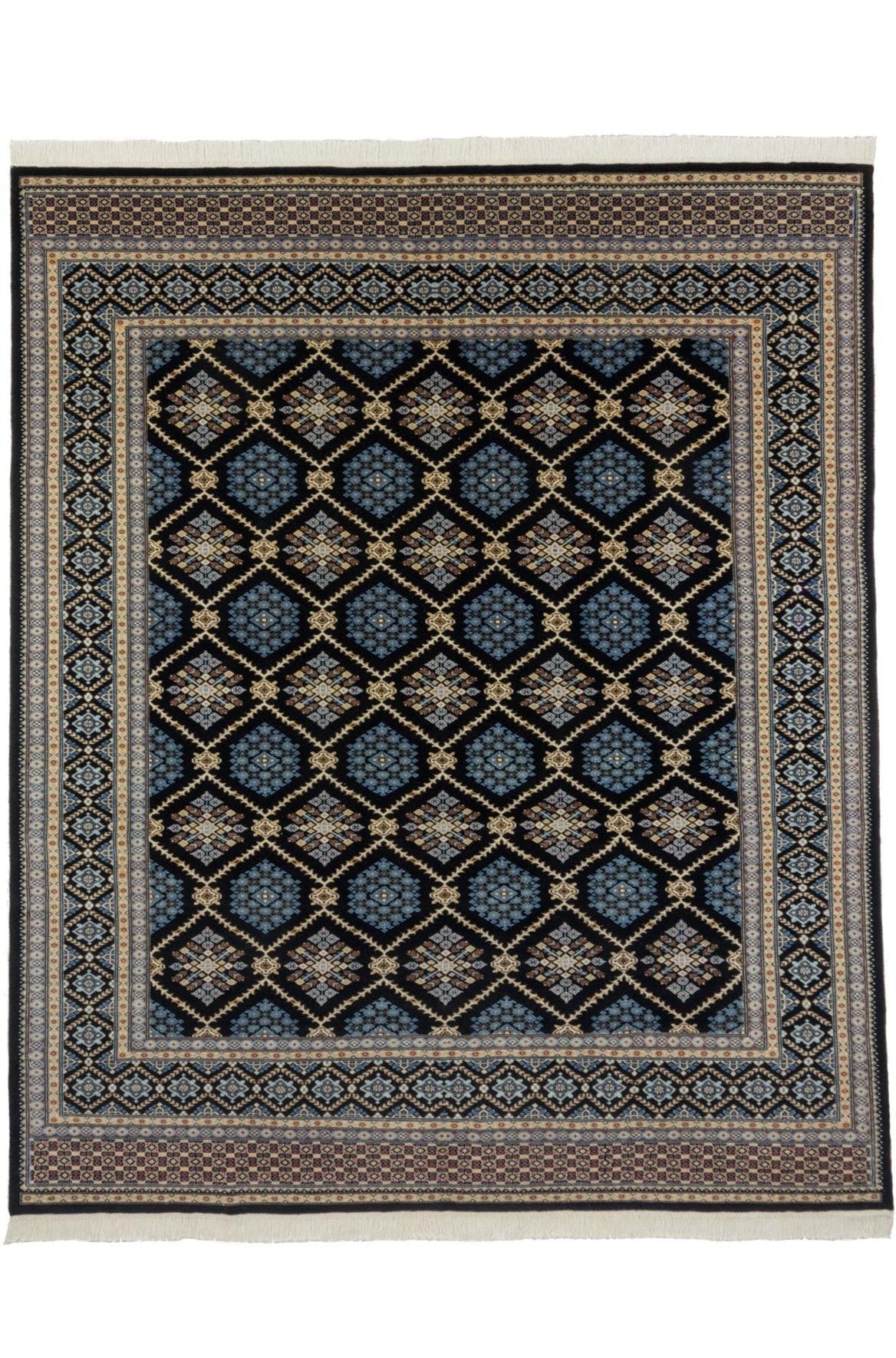 黒色のパキスタン絨毯ペルシャデザイン