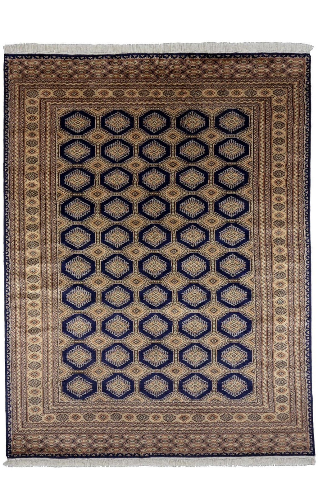 パキスタン絨毯(197x253cm)青&ベージュ ペルシャ【絨毯専門店】