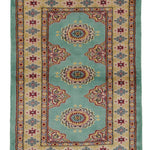 パキスタン絨毯 約60cm x 90cm ミントグリーン 玄関マット 緑