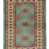 パキスタン絨毯 約60cm x 90cm ミントグリーン 玄関マット 緑