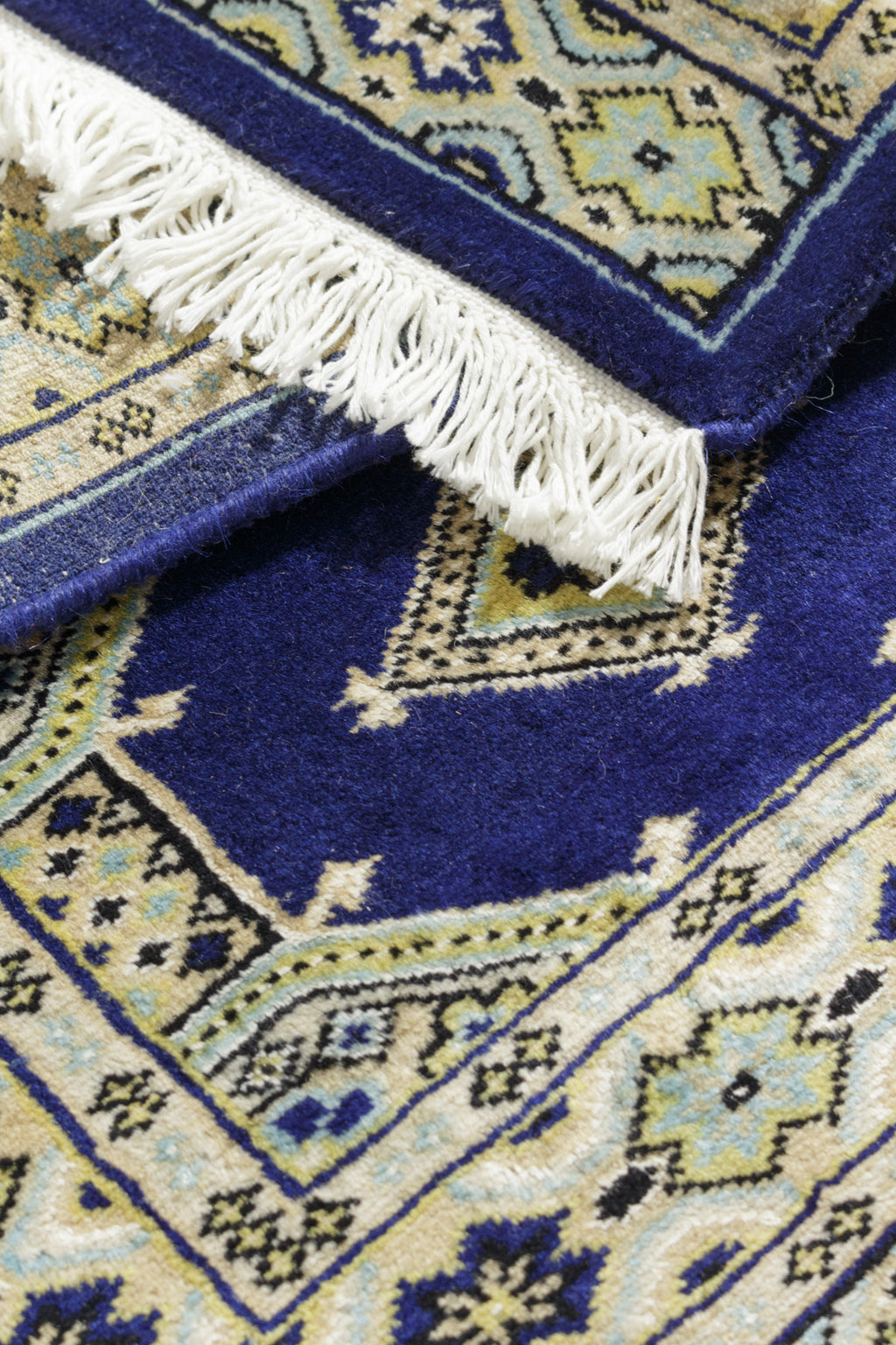 玄関マット(61x95cm)手織りパキスタン絨毯 青 ペルシャ【絨毯専門店】