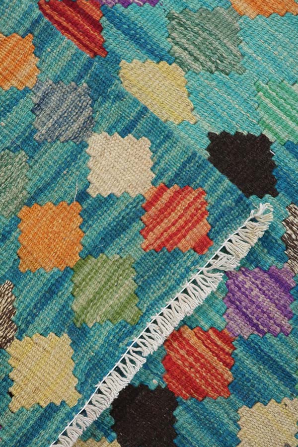 両面使用可能な手織りキリム、アフガニスタンの伝統的なデザイン
