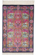 ペルシャ絨毯 クム産 イザティ工房 シルク 約58×87cm