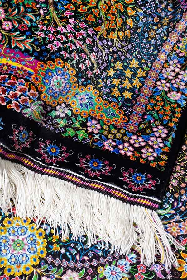 ペルシャ絨毯 シルク ブラック