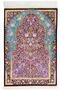 ペルシャ絨毯 クム産 ラジュワルディ工房 シルク 約61×89cm