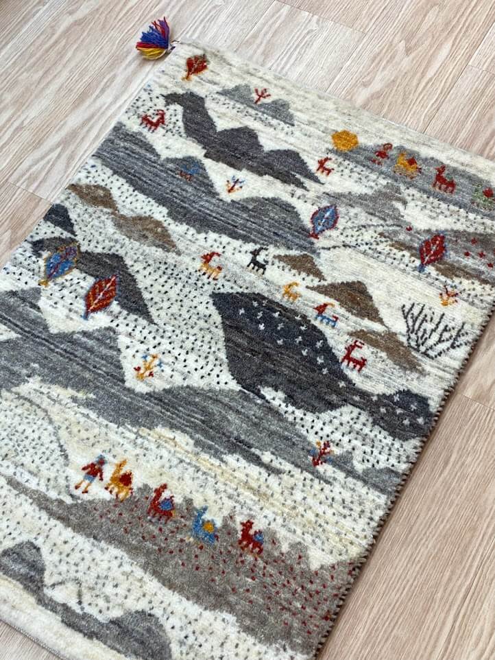 ペルシャ絨毯 ギャッベ 玄関マット カシュクリ