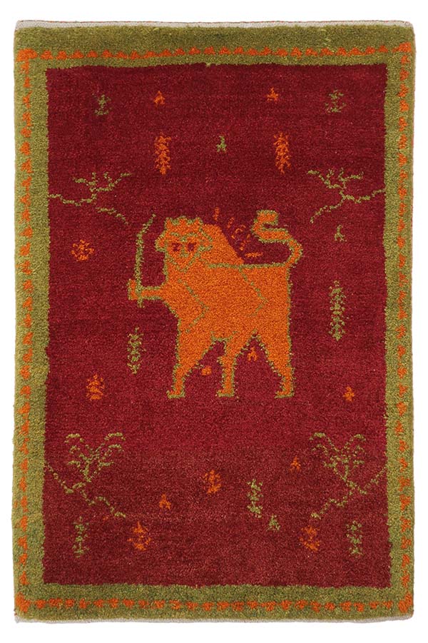 ペルシャギャッベ手織り絨毯 - 赤色のベースカラー