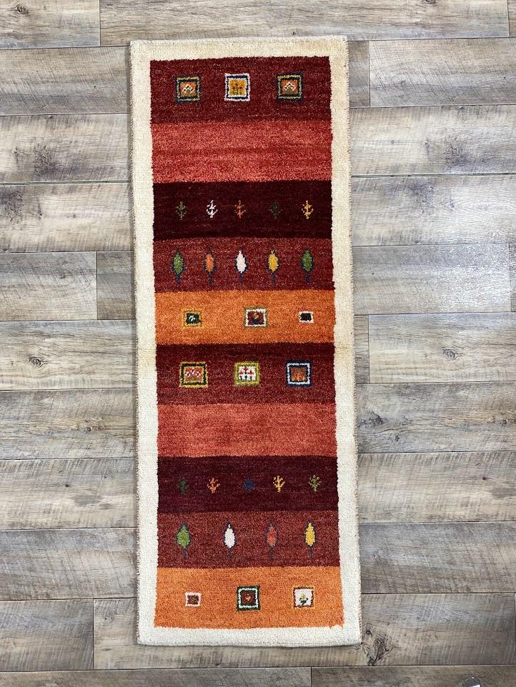ペルシャ絨毯 ギャッベ 細長 51x145cm 手織り絨毯