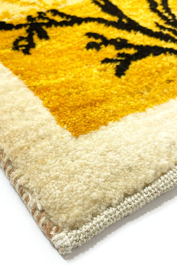 ペルシャ絨毯ギャッベ細長 手織り絨毯 52x152cm 黄色