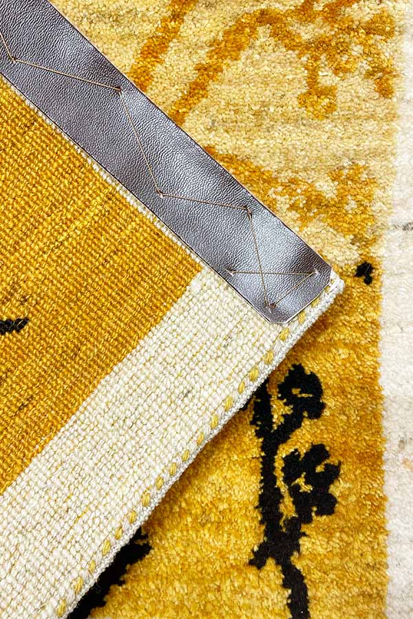 ペルシャ絨毯ギャッベ細長 手織り絨毯 52x152cm 黄色