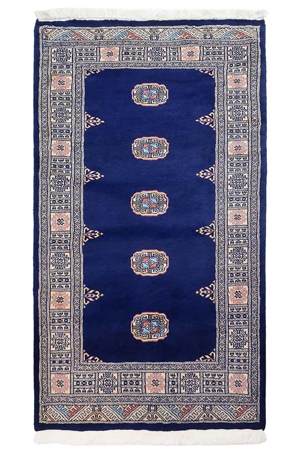 パキスタン絨毯 96x150cm 青 ブルー【手織り絨毯専門店】