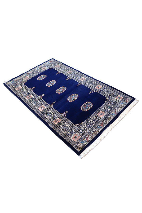 パキスタン絨毯 96x150cm 青 ブルー【手織り絨毯専門店】