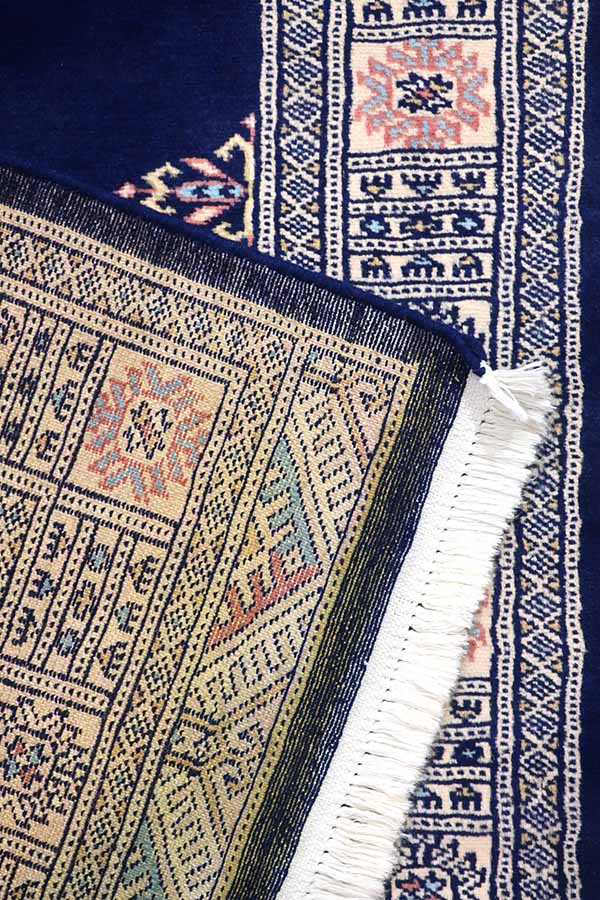 パキスタン絨毯 96x150cm 青 ブルー【手織り絨毯専門店】
