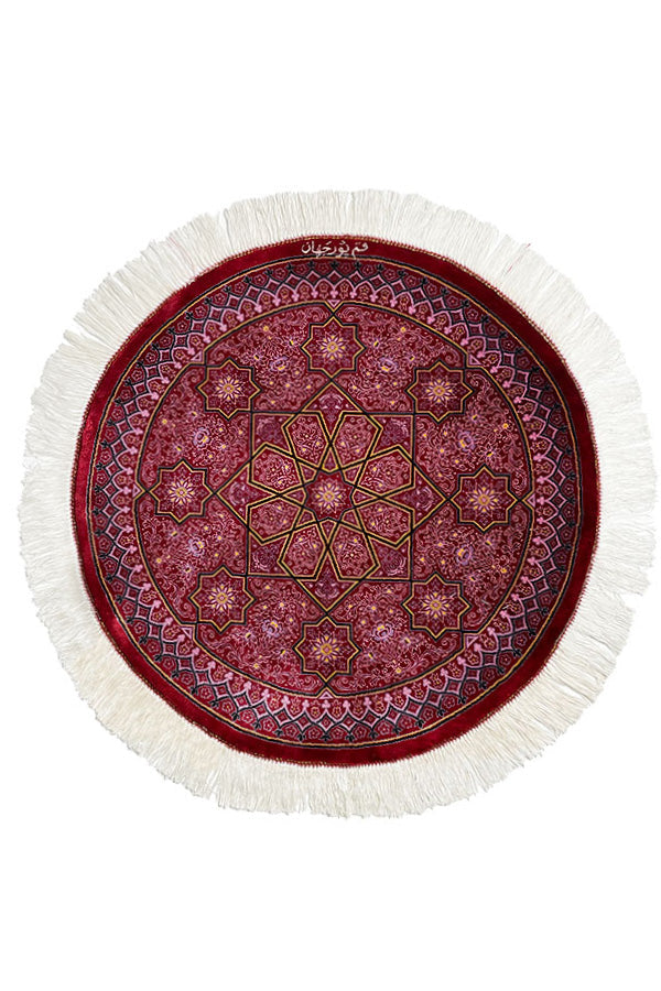 円形ペルシャ絨毯 赤